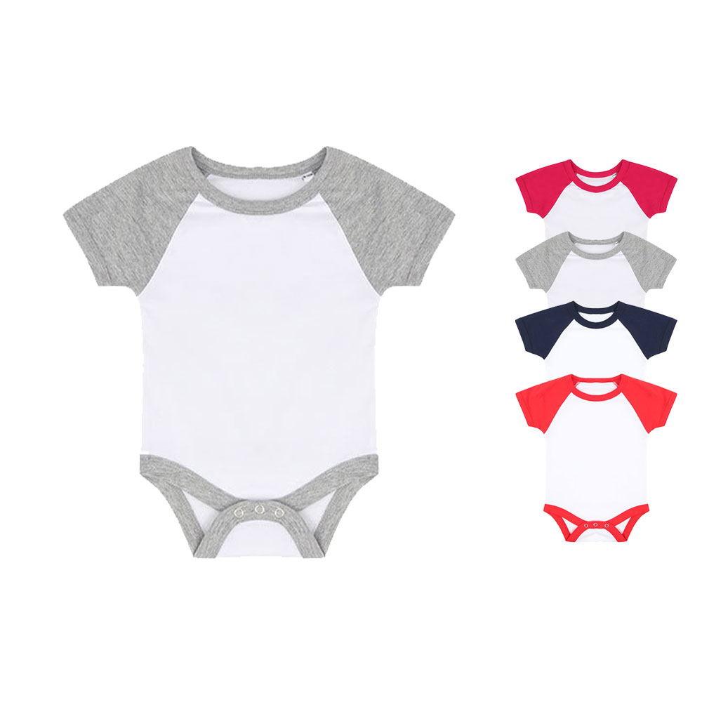 LW502 Larkwood Baby-Body Kurzarm im Baseball-Stil