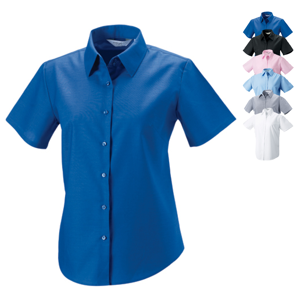 Z933F Russell Collection Kurzärmelige Oxford-Bluse