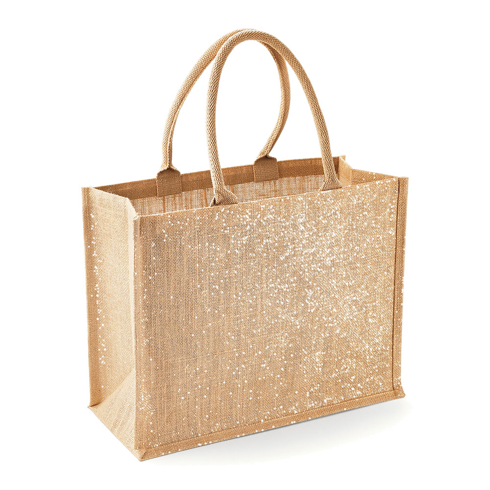 WM437 Westford Mill Jutetasche mit Golddetails im Stoff