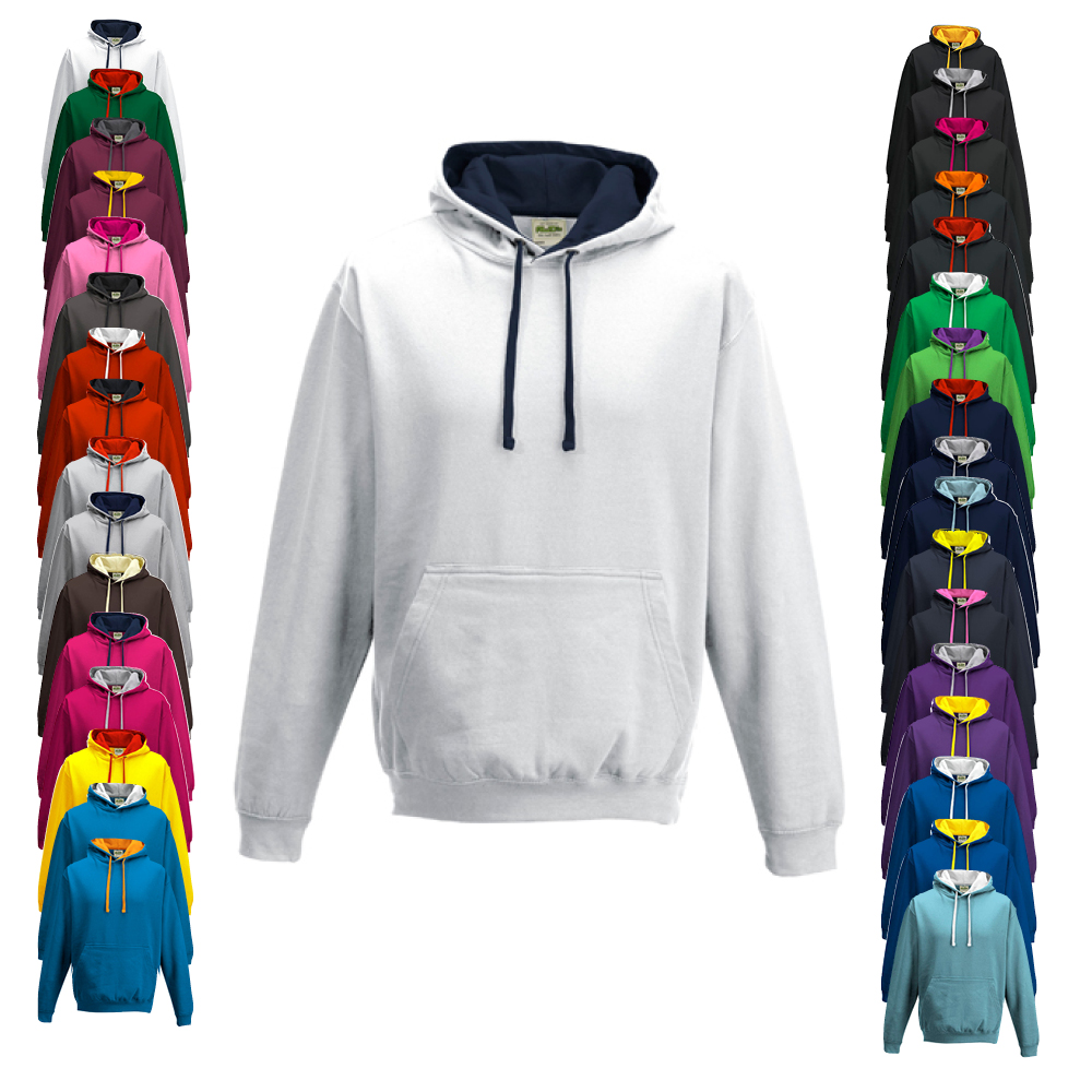 JH003 Just Hoods Varsity Kapuzenpullover mit doppellagiger Kapuze mit kontrastfarbener Innenseite