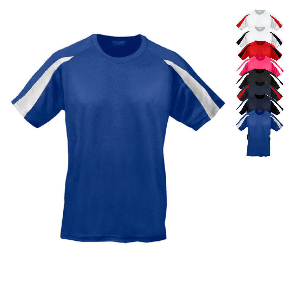 JC003J Just Cool Kinder Sportshirt Trainingsshirt mit Kontrast-Einsätzen an den Ärmeln