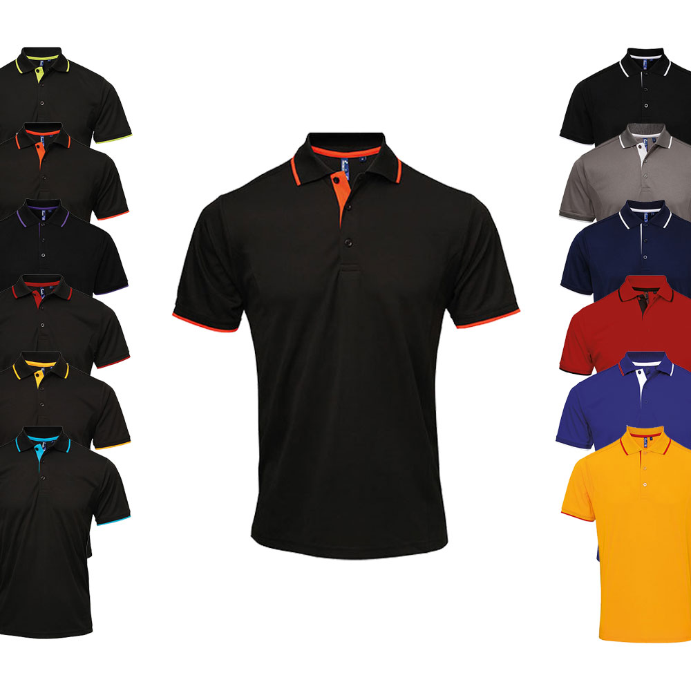 PW618 Premier Workwear Herren Kontrast Coolchecker® Polo