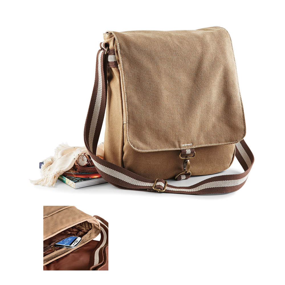 QD611 Quadra VINTAGE Canvas Kuriertasche