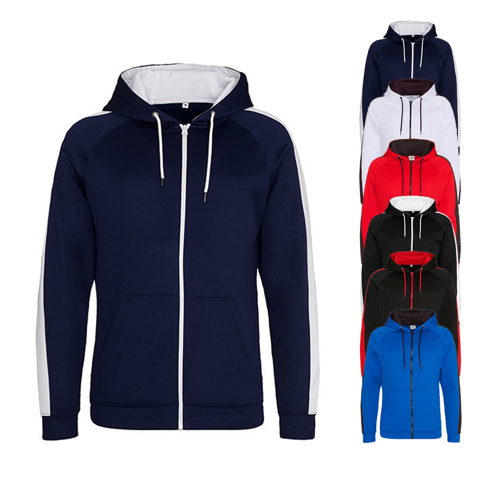 JH066 Just Hoods Kapuzenjacke mit Raglan-Ärmel und Kontrast-Streifen aus Polyester