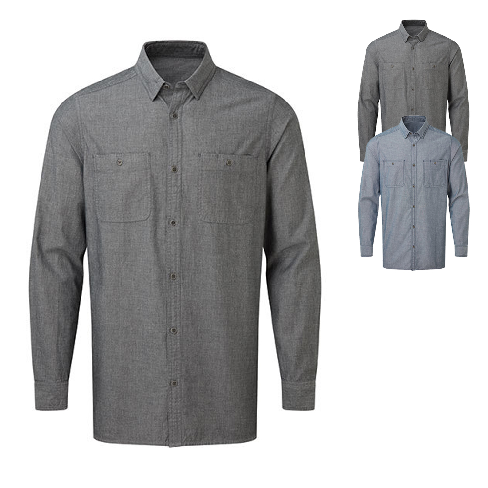 PW247 Premier Workwear Herren Hemd Langarm Chambray aus Fairtrade-zertifizierter Baumwolle