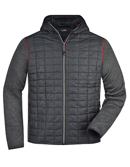 JN772 James+Nicholson Herren Hybrid Stickfleecejacke