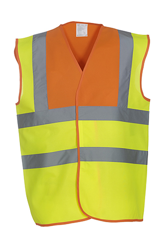 YK100 YOKO Hi-Vis hochsichtbare  Sicherheitsweste mit zwei reflektierenden Bändern