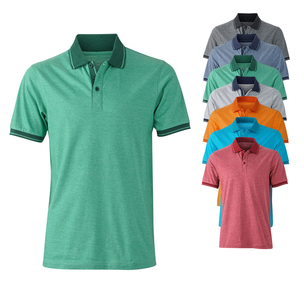 JN706 James+Nicholson Herren HEATHER Polo kurzarm