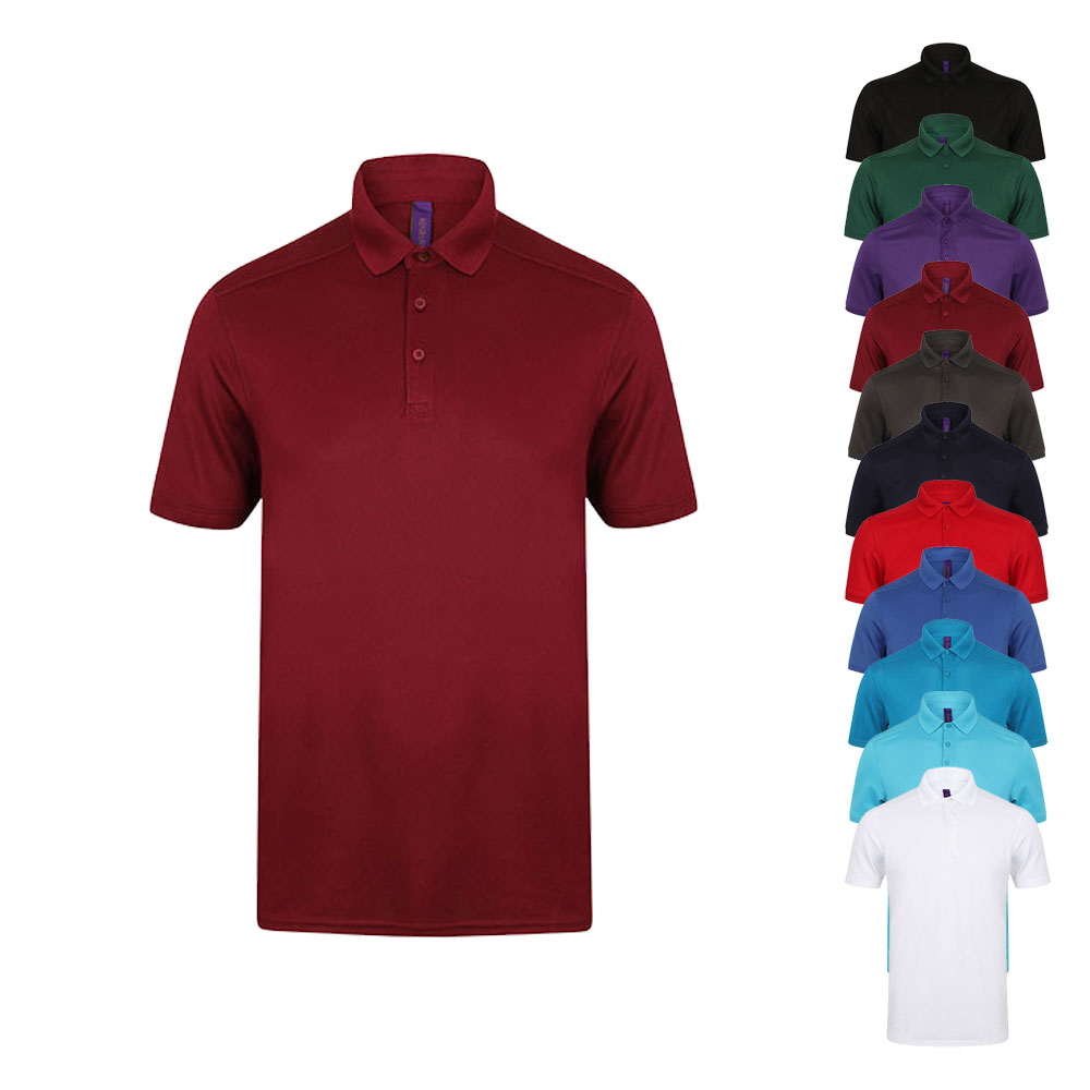 W460 Henbury Herren-Stretch-Poloshirt + Docht-Finish