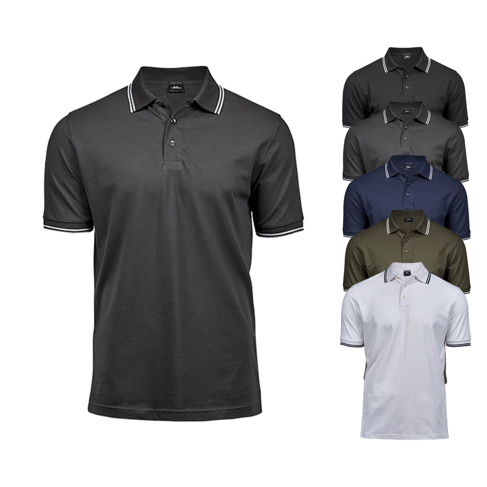 TJ1407 Tee Jays Luxus dehnbares Polo mit Streifen