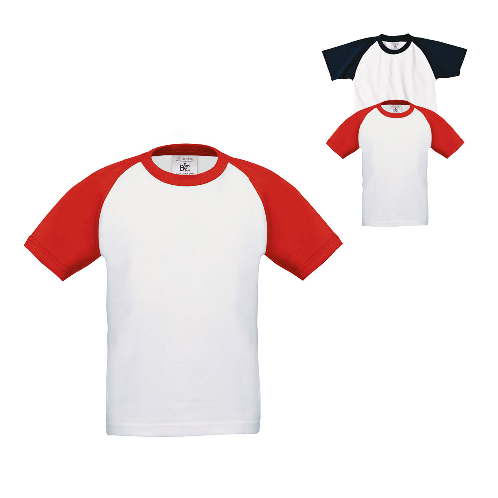 BCTK350 B&C T-Shirt kurzarm Base-Ball / Kinder