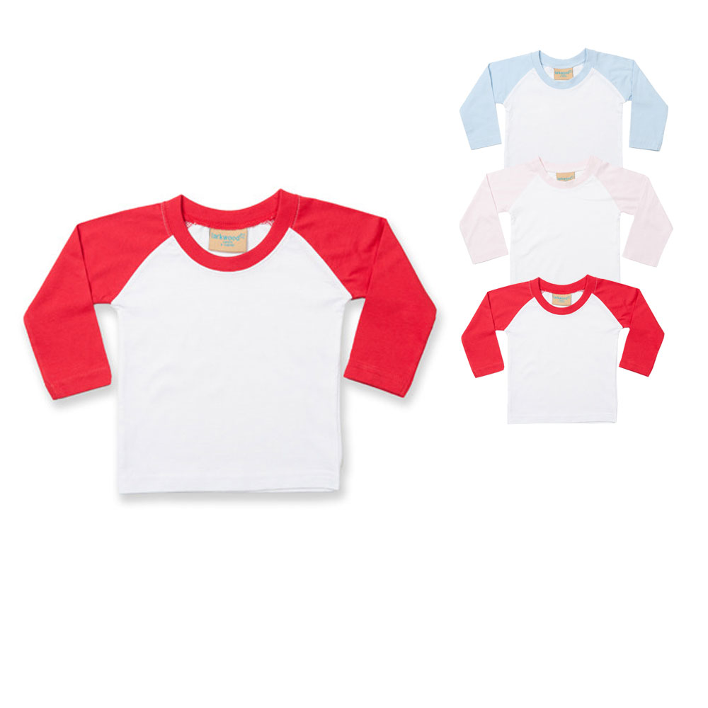 LW025 Larkwood Baby Langarm shirt im Baseball-Stil