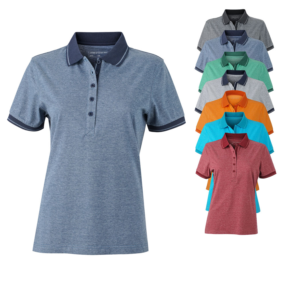 JN705 James+Nicholson Damen HEATHER Polo kurzarm