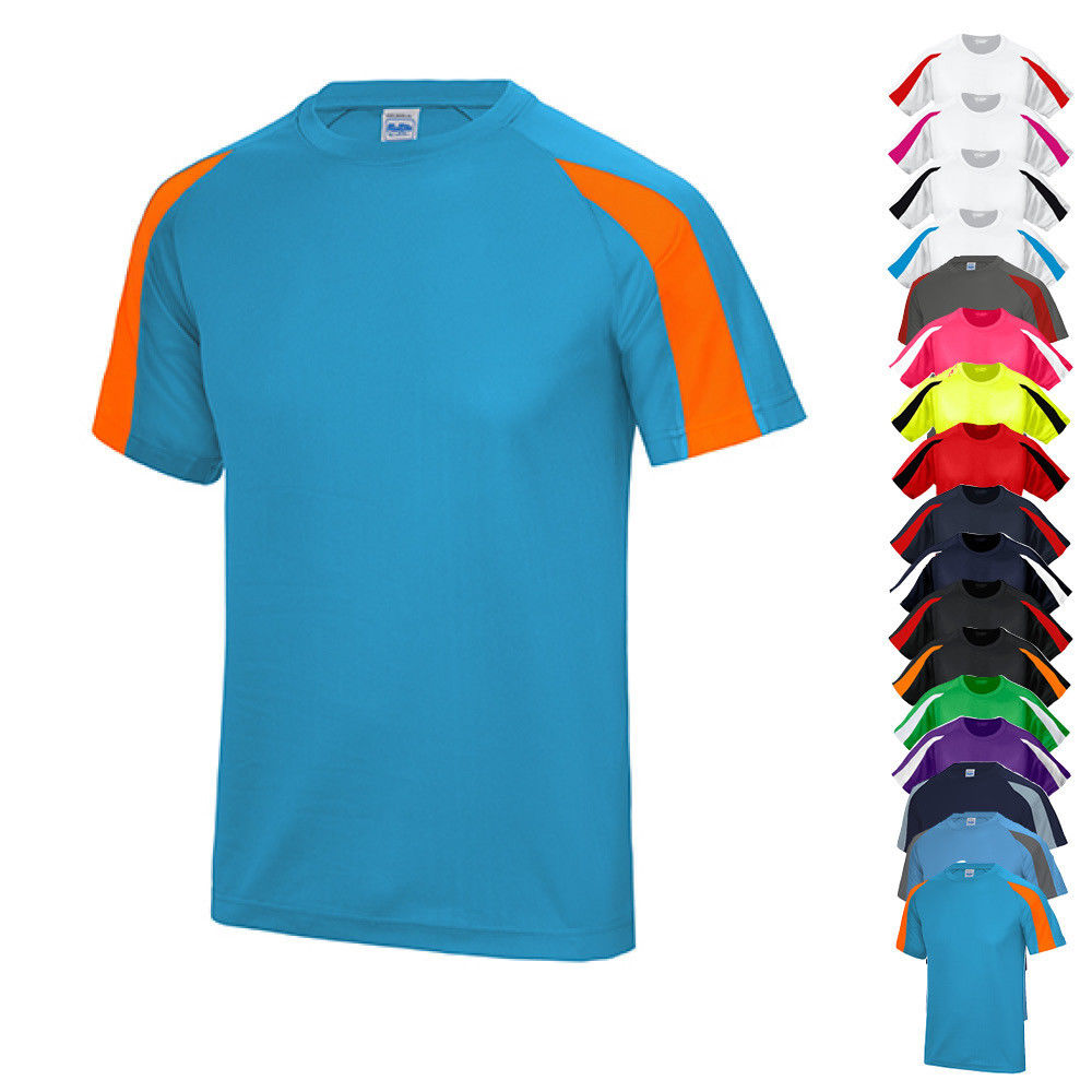 JC003 Just Cool Sportshirt Trainingsshirt mit Kontrast-Einsätzen an den Ärmeln