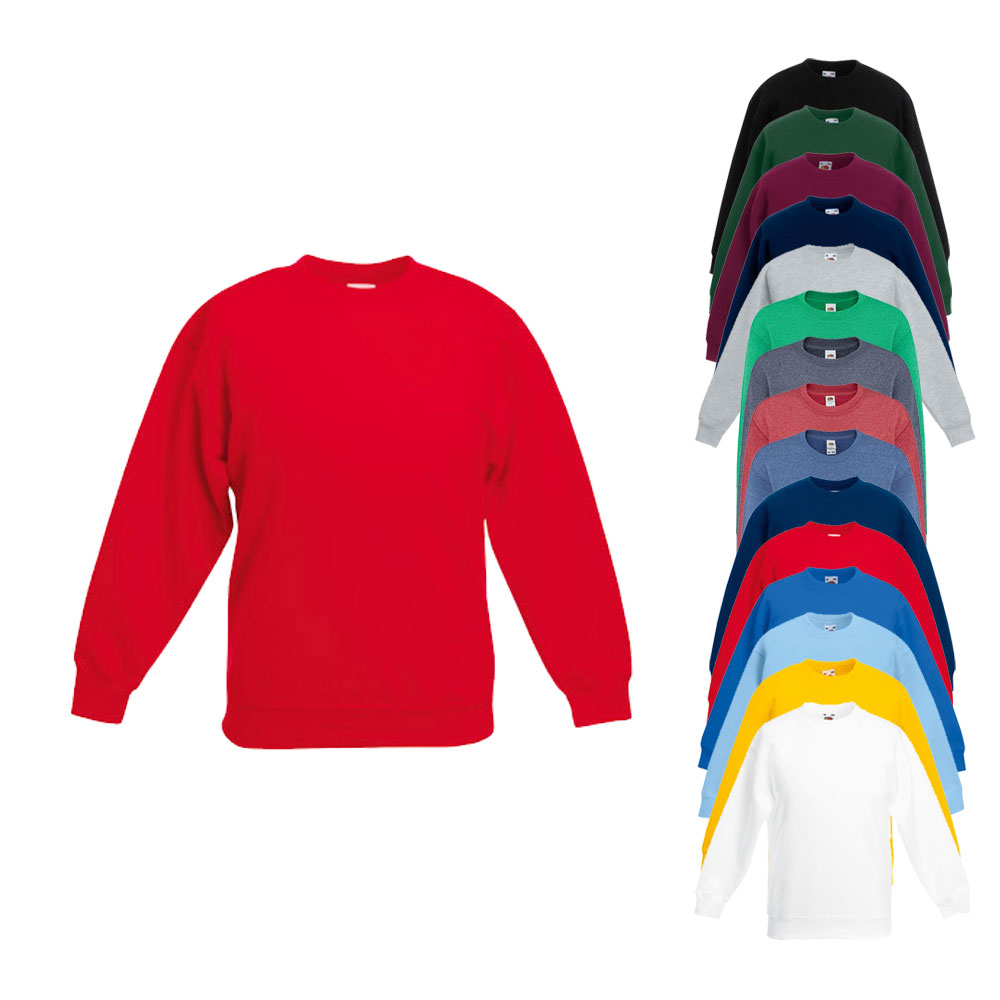 F324NK Fruit of the Loom Kinder Set-In Sweatshirt Klassischer Pullover