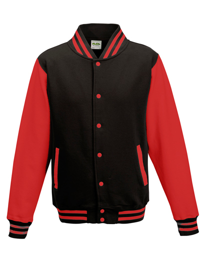 JH043 Just Hoods Jacke Baseball-Jacke mit kontrastfarbenen Ärmeln VARSITY-Jacke