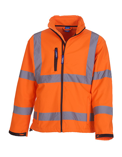 YK09 YOKO Hi-Vis hochsichtbare Softshelljacke mit zwei reflektierenden Bändern